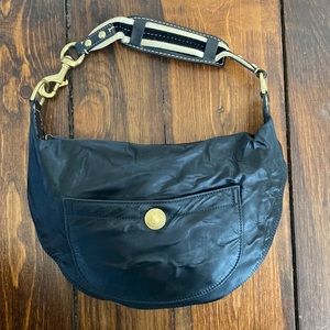 Coach Black Purse with teal / blue Stitching